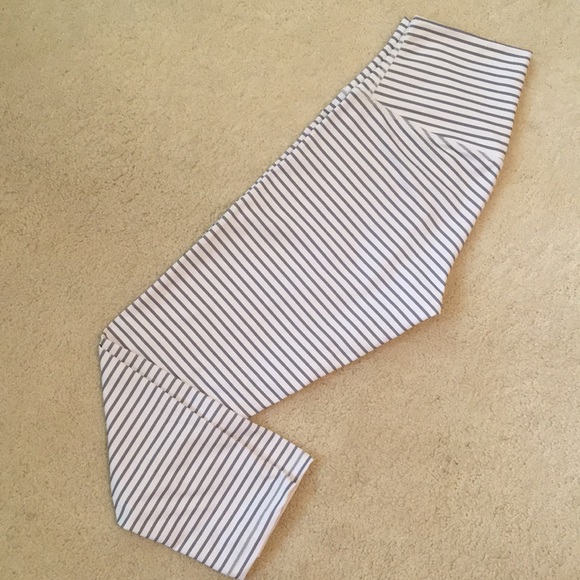 DYI Pants - DYI White and Gray Stripe Crop High Waist